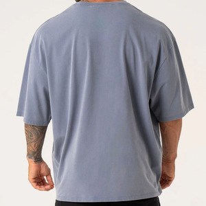 Camiseta de Manga Corta con Cuello Redondo Azul Oversize para Hombre, 100% Algodón Jersey, Logotipo con Letras Impresas, Estilo Casual - Product Image 2