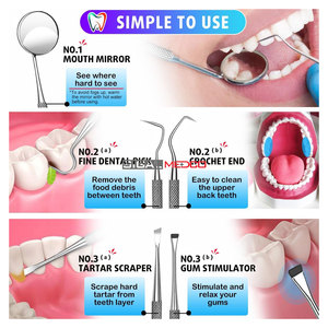Herramientas Dentales, Palillos Dentales, Herramientas de Limpieza de Dientes, Higiene, 5 Piezas, Raspador de Dientes Ergonómico Manual de Acero Inoxidable Alemán Profesional - Product Image 4
