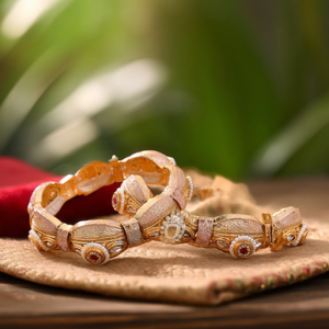 Pearl and Meenakari Openable <b>Bangles</b> <b>Set</b> by Pota Stone - Product Image 3