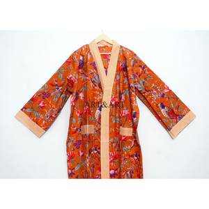 Bata kimono de algodón con estampado floral para mujer, suave, transpirable, ligera, para dormir, estar en casa, spa. - Product Image 2