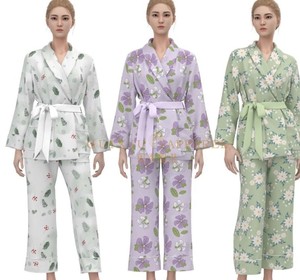 Conjunto de Bata y Camisón con Estampado Floral para Mujer, Manga Larga, Dos Piezas, Ropa de Dormir de Algodón y Fibra de Bambú, Suave y Cómoda para Primavera - Product Image 1