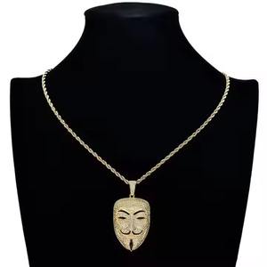 Colgante Hacker Mask Redondo de Moissanita VVS, Joyería Fina, Estilo Hip Hop, Iced Out, Regalo para Enamorados, Colgante Romántico - Product Image 1