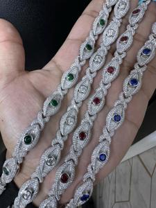 Bracelet Iced Evil Eye Moissanite VVS1 en Argent Sterling 925 Plaqué Or 12MM Chaîne Cubaine Tendance Hip Hop Unisexe - Product Image 3