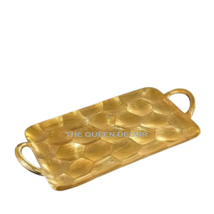 Bandeja de Servicio Metálica con Textura de Cocodrilo, Bandejas Decorativas Rectangulares de Súper Calidad con Asas para Uso en Hoteles y Restaurantes - Product Image 4