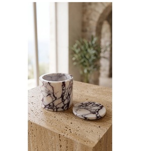 Taza de mármol turco Calacatta Viola más vendida, taza decorativa de piedra natural para mesa, para el hogar y la cocina, disponible para la venta - Product Image 1