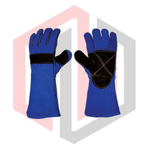 Guantes de Soldadura Azules de Cuero de Grano Completo, Guantes MIG TIG Premium Resistentes a Desgarros, Sin Silicona, Sin Polvo, de Alta Calidad y Seguridad - Product Image 1