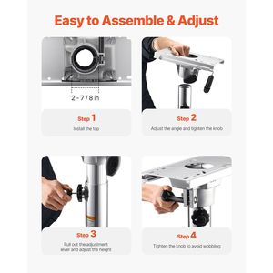 Base per Sedia da Pesca con Altezza Regolabile 13,39-19,2 Pollici, Vassoio Scorrevole in Lega di Alluminio da 5 Pollici, Piedistallo per Sedile da Barca - Product Image 3