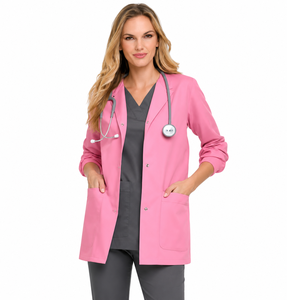 Professional Full-Length Polyester Lab <b>Coat</b> with Needle Detection for Unisex Hospital Doctors <b>White</b> Canvas - Product Image 1
