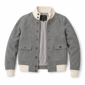 Chaqueta de Motociclista para Mujer, de Piel de Oveja Gris, Acolchada Color Granate, Ecológica, de Secado Rápido, con Bordado 3D, Transpirable, para Invierno - Product Image 1
