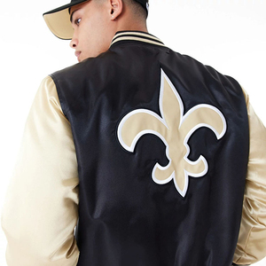 Blouson Bomber en Satin Soyeux 100% Polyester pour Homme, Hiver, Style Letterman Varsity, Conception OEM Personnalisée - Product Image 2
