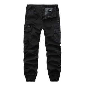 Wholesale <b>Men's</b> Relax Fit Canvas Cargo Pants 6 Pocket Jogger <b>Elastic</b> Waist Flat Front OEM Service Casual Wear - Product Image 5