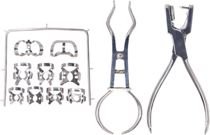 Kit professionnel de forceps dentaires en caoutchouc avec perforateur et pinces, instrument manuel de classe I, couleur argent - Product Image 3