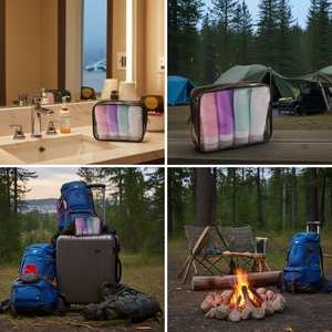 Travel Bottle Set 90ml Silicone Portable For <b>Camping</b> Travel Business Trips EVA Pouch With Zipper <b>Storage</b> Case - Product Image 3