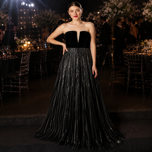 Vestido de Noche de Lujo para Mujer, Diseño Sirena, Detalles en Malla Premium, Elegante Cuello en V, Bordado Brillante para Fiesta - Product Image 3