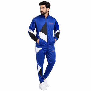 Men <b>Jogger</b> Tracksuit <b>Set</b> Soft Cotton Polyester Material Relaxed Fit Jacket <b>Matching</b> <b>Jogger</b> Pants Elastic Cuffs Comfortable - Product Image 1