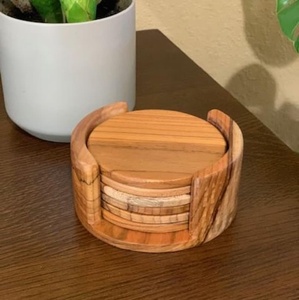 <b>Walnut</b> Wood Coaster Set Modern Stylish Heat-Resistant Drink Holder Customizable Options for Kitchen Dining <b>Table</b> Home Decor - Product Image 2