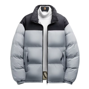 Blouson matelassé color block pour homme, coupe-vent, col montant, fermeture éclair, respirant, séchage rapide, doublure polaire, rembourré, pour l'hiver - Product Image 4