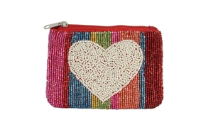 Monedero de Corazón con Cuentas Hecho a Mano, Mini Bolsa con Cremallera, Monedero Pequeño Bordado para Regalo de Fiesta - Product Image 3