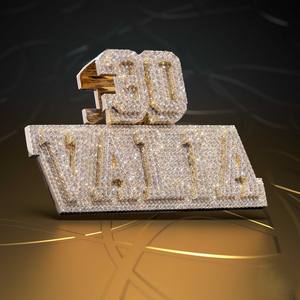 Comprar Colgante de Moissanita VVS Helada con Corte Brillante y Engaste de Bisel, Personalizable con Nombre, de Plata de Ley 925 Dorada, Certificado, Unisex, Estilo Hip Hop - Product Image 4