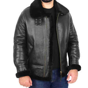 Chaqueta de Cuero Reversible para Hombre, Talla Única, Cómoda, Aspecto Profesional Completamente Negro para Invierno, Transpirable, Estilo Urbano - Product Image 1