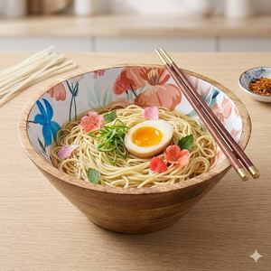 Bols en bois faits à la main avec motif de feuilles noires et blanches, design moderne pour servir les aliments, offrir en cadeau - Product Image 4