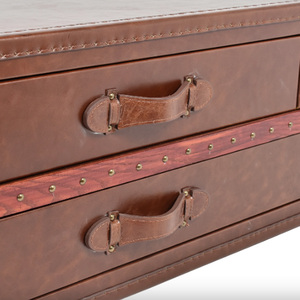 Lancaster Vintage Leather <b>Coffee</b> <b>Table</b> Storage <b>Trunk</b> With Brass Traditional Design Antique <b>Coffee</b> <b>Tables</b> - Product Image 3
