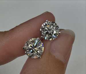 Pendientes de Diamantes Cultivados en Laboratorio con Corte Brillante Redondo, 4 Ct, Oro Sólido de 14K/18K, Clásicos con Engaste de Puntas, Precio de Fábrica B2B - Product Image 2