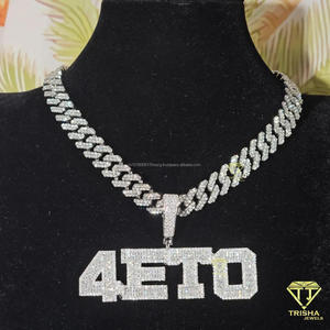Luxury " Green Genie " <b>Name</b> Pendant <b>Chain</b> Moissanite Diamond Hip Hop Necklace Custom Bling Jewelry For Men - Product Image 3