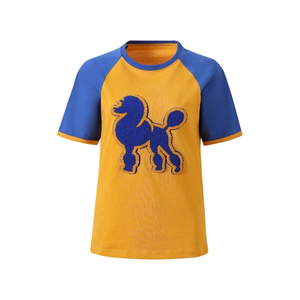 Chemise Raglan Premium en Chenille Noir et Blanc à Manches Courtes et Col Rond avec Patch en Chenille – Style Décontracté Sportif pour Équipe de Baseball - Product Image 1