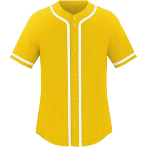 Bright Yellow Blank Baseball Jersey White Piping Mesh <b>Polyester</b> Uniforms for Custom Printing and School Events - Product Image 1