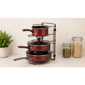 Wholesale Heavy Duty Adjustable 4-Tier Pot and <b>Pan</b> Organizer Rack for Kitchen Cabinet Iron Cookware Storage Shelf & Lid <b>Holder</b> - Product Image 3