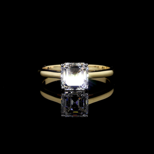 Bague de fiançailles et d'anniversaire en or jaune 14 carats avec diamant de laboratoire certifié IGI, taille Asscher, 3 carats, D VVS2, solitaire - Product Image 1