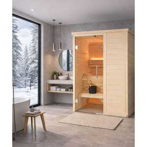 Nueva sauna interior de madera de tilo para 2 personas, modelo Alaska Mini, sauna tradicional para el hogar. - Product Image 2