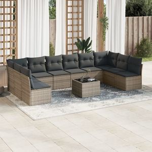 Conjunto de Sofá de Jardín de Ratán PE Gris con Patas Ajustables Grandes - Product Image 1