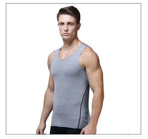 Men's <b>Black</b> Sleeveless <b>Tank</b> <b>Top</b> O-Neck Quick Dry Sporty Fit Heat Transfer Logo Front Solid Knitted Polyester - Product Image 5