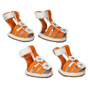 Set of 4 PVC <b>Waterproof</b> Pet <b>Sandals</b> Shoes with Buckle-Supportive Feature - Product Image 4