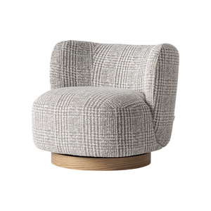 Fauteuil pivotant moderne en teck rembourré, fauteuil barillet avec base rotative à 360 degrés, coussin moelleux, mobilier de luxe pour hôtel - Product Image 1