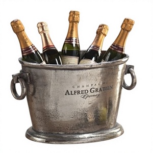 ถังแช่ไวน์และน้ำแข็งอเนกประสงค์อะลูมิเนียมดีไซน์ร่วมสมัย พร้อมที่แช่ขวดเครื่องดื่ม สำหรับงานปาร์ตี้และงานแต่งงาน - Product Image 1
