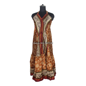 Nuevo Vestido de Seda Sari Indio para Mujer, Compra en Línea Directamente del Fabricante, Vestido de Noche Elegante sin Mangas para Damas - Product Image 1