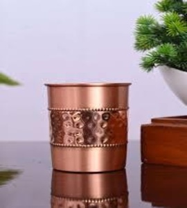 Thick Wall Copper Glass Tumbler Supplier Ayurvedic Drinking Water Cup Bulk Metal <b>Drinkware</b> Export India - Product Image 3