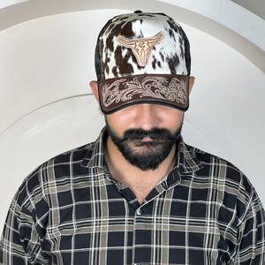 Última Gorra de Béisbol Unisex 2026 de Cuero Repujado con Parche de Diseño de Toro, Malla y Visera Curva, Estilo Snapback, Gorras y Sombreros Deportivos Trucker - Product Image 5
