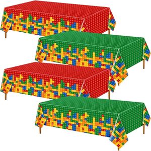 4 tovaglie colorate a blocchi da costruzione, stoviglie per feste e decorazioni per compleanni - Product Image 1