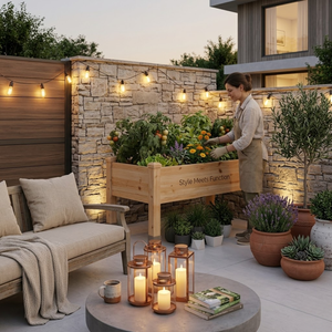 Jardinière surélevée classique en bois de sapin |   Grand bac à plantes carré surélevé |   Jardinière Écologique pour Légumes Domestiques |   Finition sablée | - Product Image 6