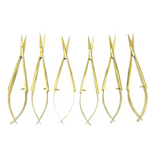 Tijeras Profesionales de Acero Inoxidable, Rectas y Afiladas, de Alta Calidad, Color Dorado Plasma, Herramientas de Belleza para Cejas - Product Image 4