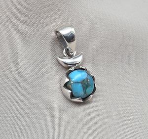 จี้เทอร์ควอยซ์เงินแท้ 925 เครื่องประดับพลอยสีฟ้าธรรมชาติของขวัญหรูหราสำหรับผู้หญิงการออกแบบทำด้วยมือที่ไม่ซ้ำใคร - Product Image 6