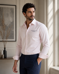 Chemise décontractée blanche pour homme Khawaja Rafique Ullah Enterprises, manches longues, col montant, infroissable, satinée, transfert thermique - Product Image 2