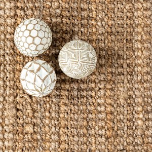Solid Color Jute Area <b>Rug</b> Rectangle Flat Weave Farmhouse Style Living Room Decor Eco Friendly <b>Thin</b> Pile Spot Clean Backing - Product Image 3