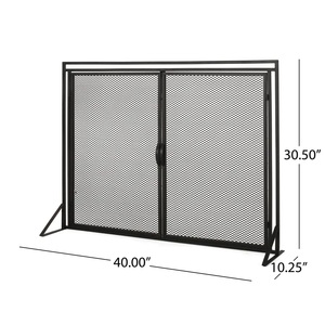 Paravent de protection pliable en métal à double porte pour foyer, résistant à la chaleur, anti-étincelles, pour cheminée industrielle - Product Image 3