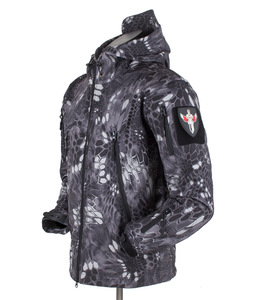Unisex Sporty Waterproof <b>Fleece</b> Knitted Stand Collar Front Logo Workwear Jacket Solid Color <b>Zipper</b> Closure 140g Polyester - Product Image 5