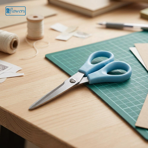 6flowers Multi-Purpose Scissors Blue Soft Grip Plastic Handle Stainless Steel Blade Smooth Edge No Foldable - Product Image 3
